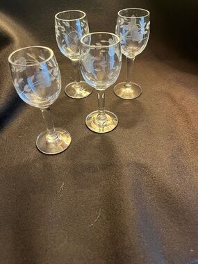 4 Princess House glasses Cordial Shot glasses  Retired 4 “ Heritage Crystal